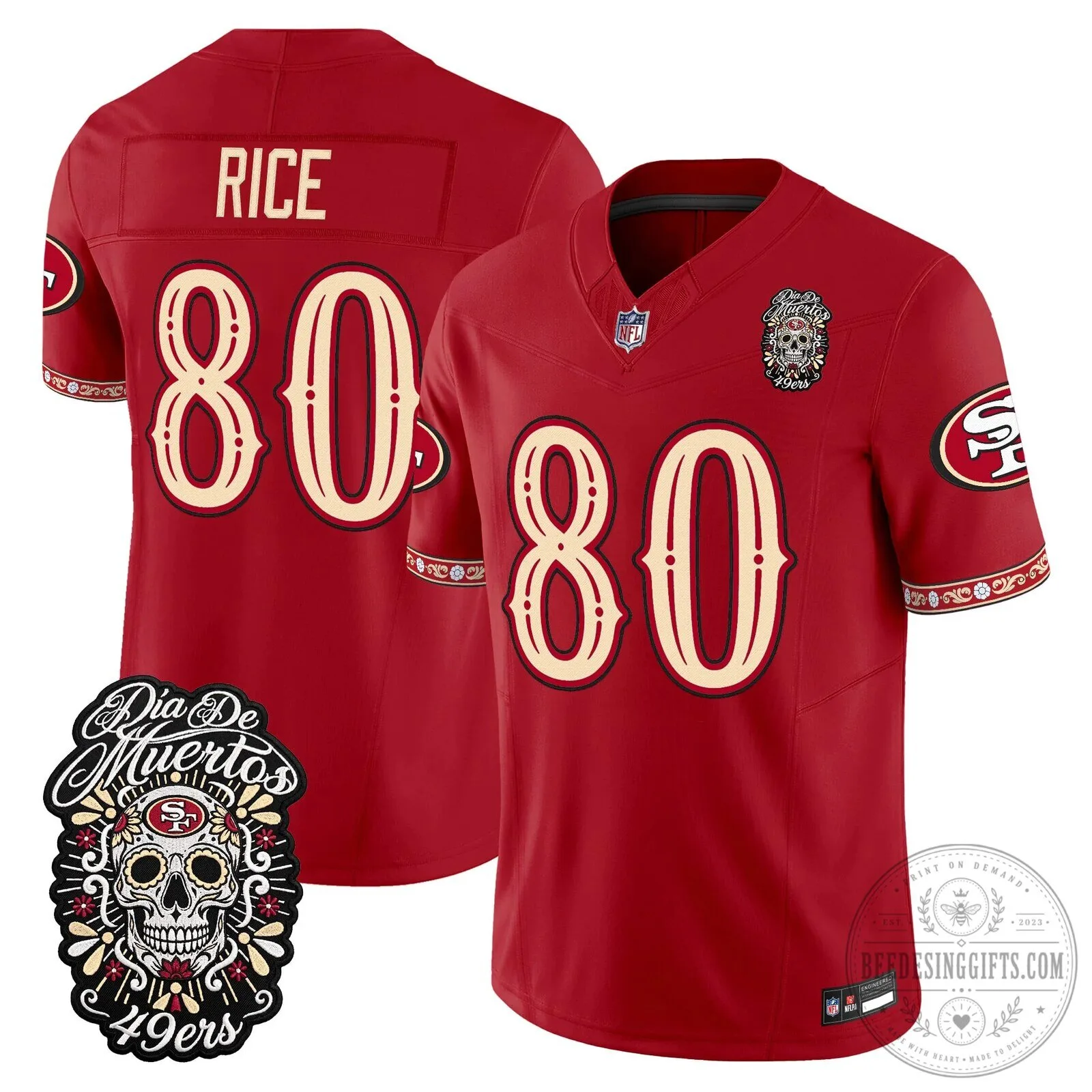 Dia de los Muertos Football Jersey for Fred Warner of the San Francisco 49ers 50 Dia de los Muertos Football Jersey for Fred Warner of the San Francisco 49ers