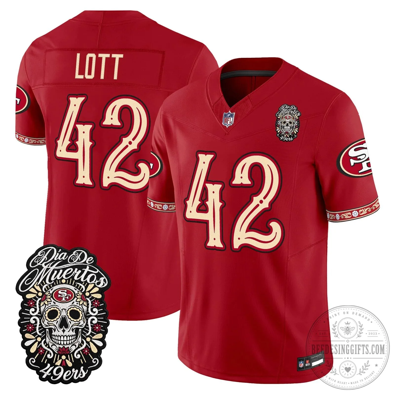 Dia de los Muertos Football Jersey for Fred Warner of the San Francisco 49ers 52 Dia de los Muertos Football Jersey for Fred Warner of the San Francisco 49ers