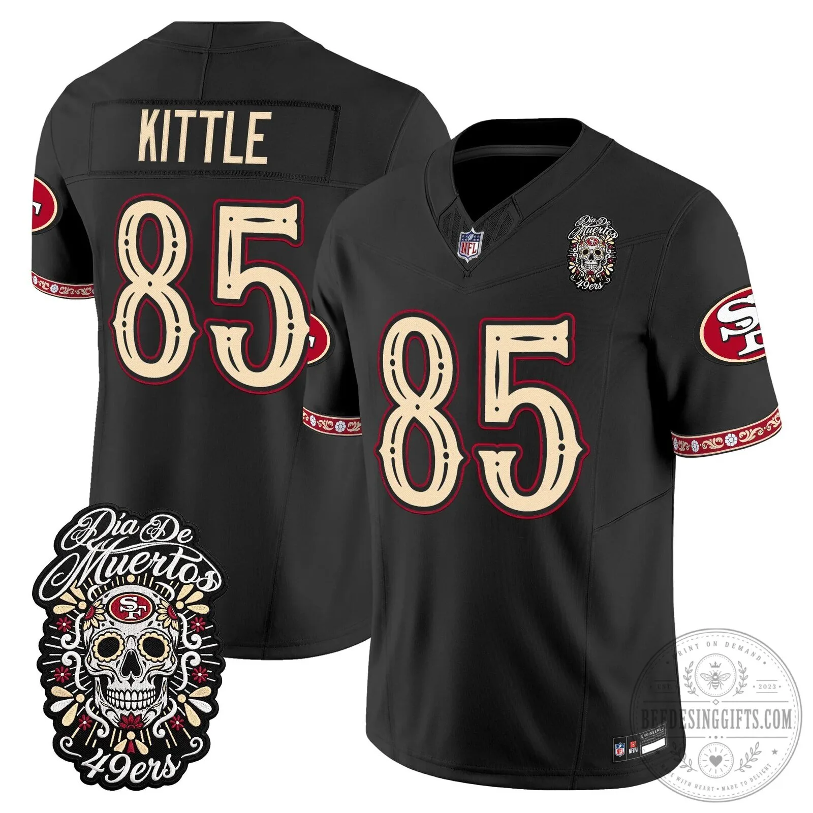Dia de los Muertos Football Jersey for Fred Warner of the San Francisco 49ers 68 Dia de los Muertos Football Jersey for Fred Warner of the San Francisco 49ers