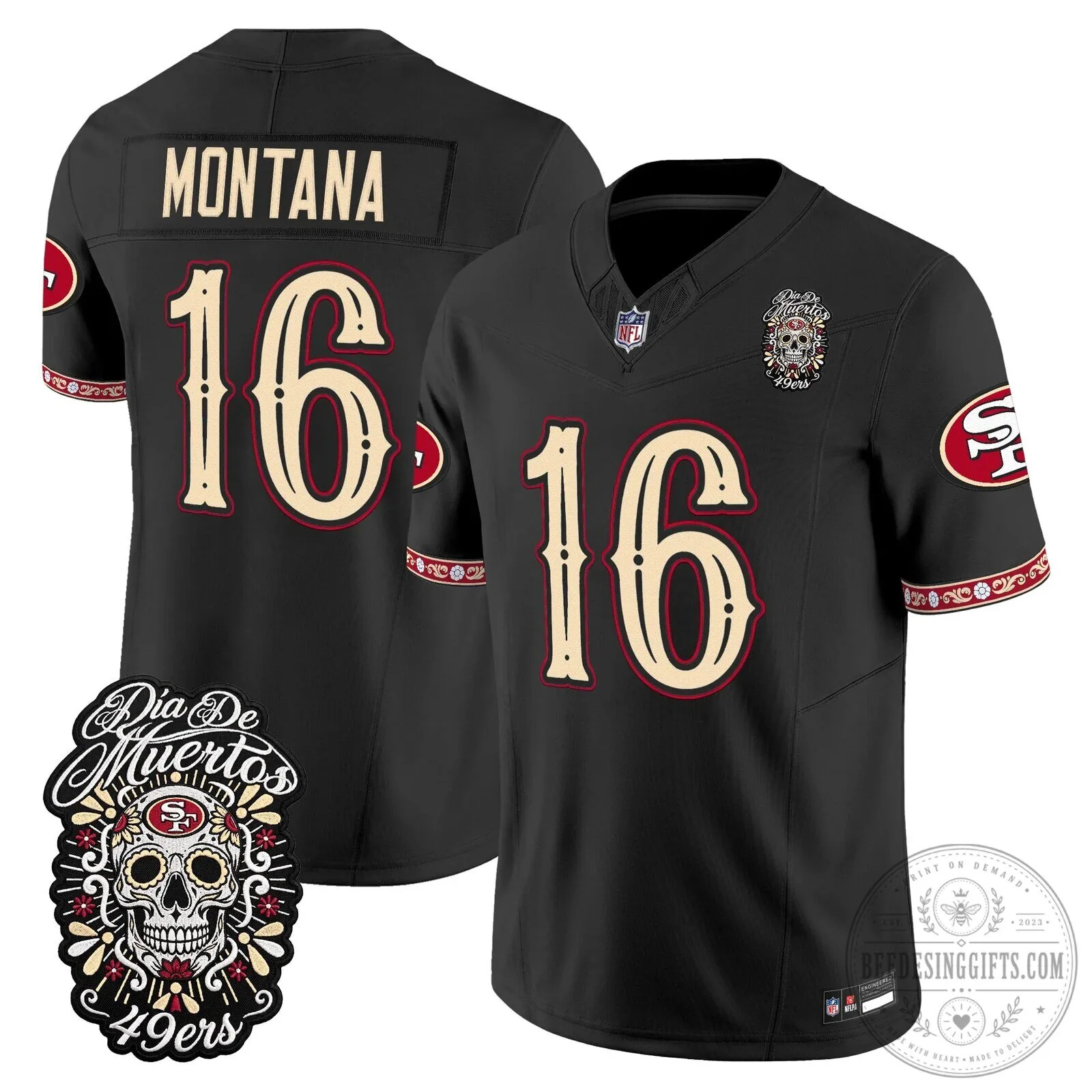 Dia de los Muertos Football Jersey for Fred Warner of the San Francisco 49ers 69 Dia de los Muertos Football Jersey for Fred Warner of the San Francisco 49ers