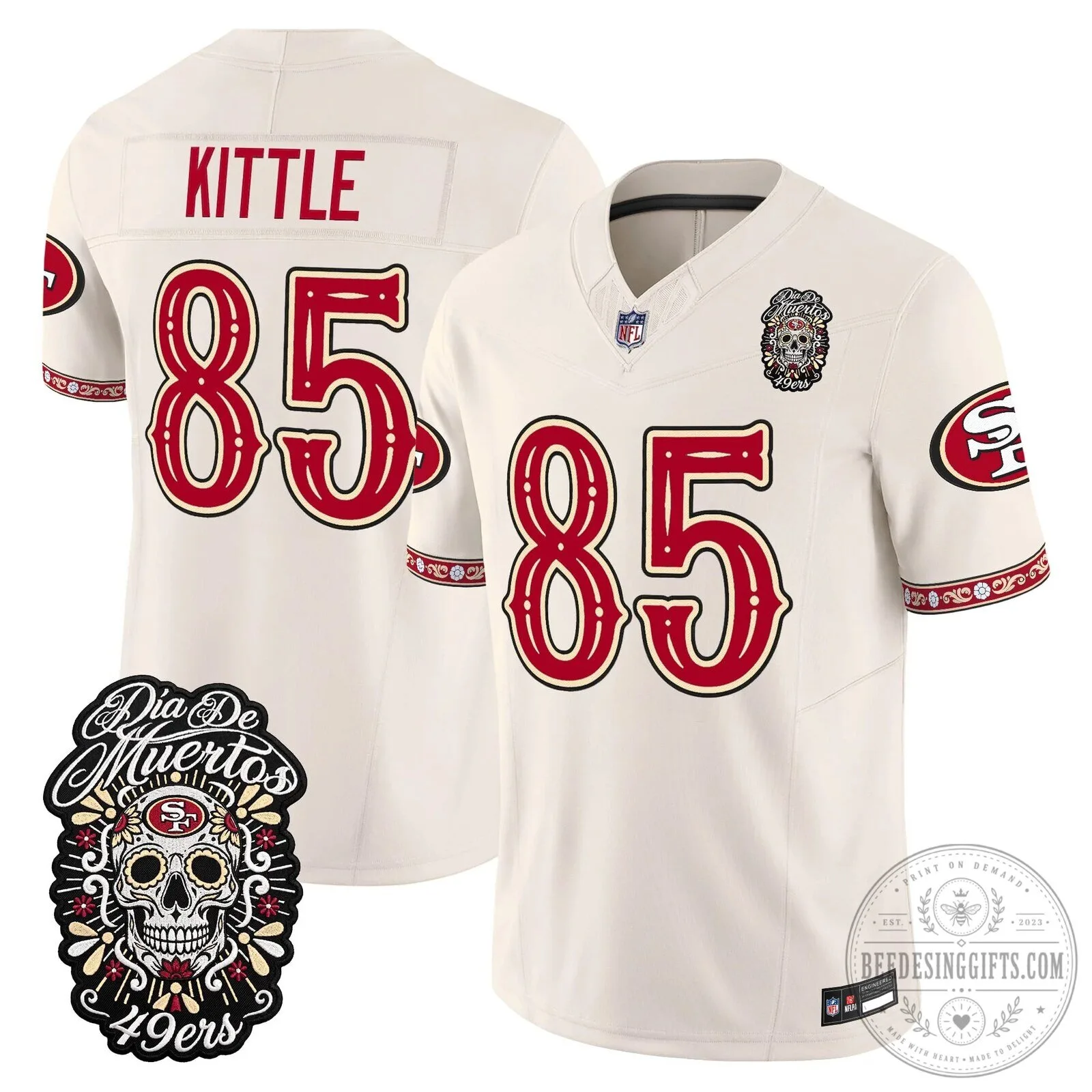 Dia de los Muertos Football Jersey for Fred Warner of the San Francisco 49ers 78 Dia de los Muertos Football Jersey for Fred Warner of the San Francisco 49ers