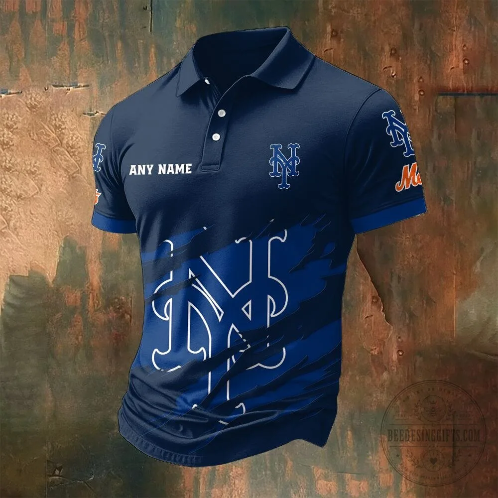 New York Mets Personalized Name Multi Color Polo Shirt for Men 8 New York Mets Personalized Name Multi Color Polo Shirt for Men